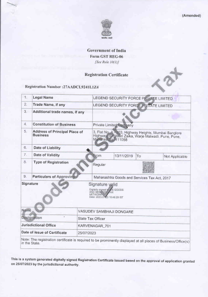GST cetificate Certification